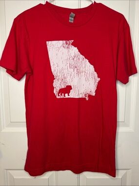Next Level Apparel Red Short Sleeve Tee with White Georgia Bulldog Graphic
